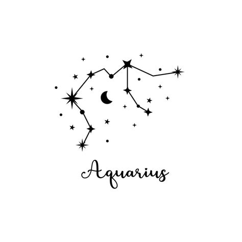 Aquarius Zodiac Sign With Moon And Stars 42972286 Vector Art At Vecteezy