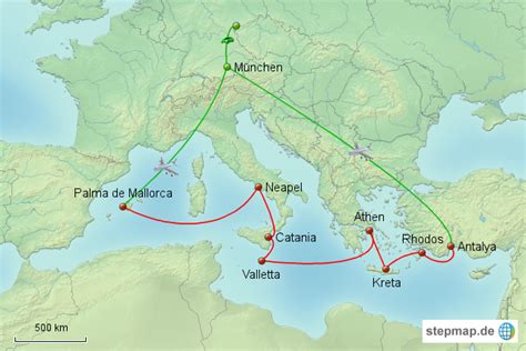 StepMap Mittelmeer AIDA Landkarte für Europa