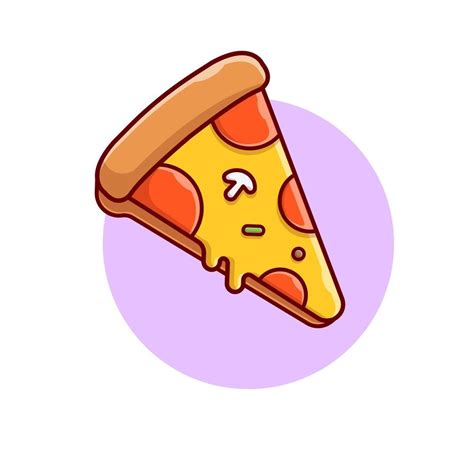 Slice Of Pizza Cartoon Vector Icon Illustration Food Object Icon Concept Isolated Premium