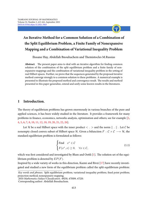 Pdf An Iterative Method For A Common Solution Of A Combination Of The