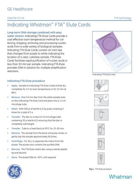 Indicating Whatman™ Fta™ Elute Cards