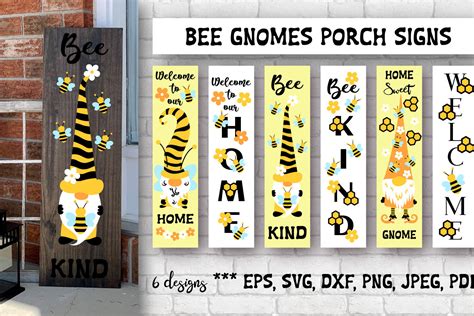 Bee Gnomes Porch Signs Bundle Svg Cutting Files Etsy