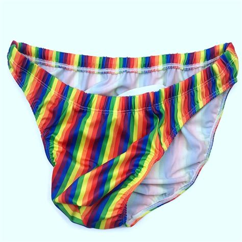 Rainbow Striped Gay Men Swimwear Queerks™