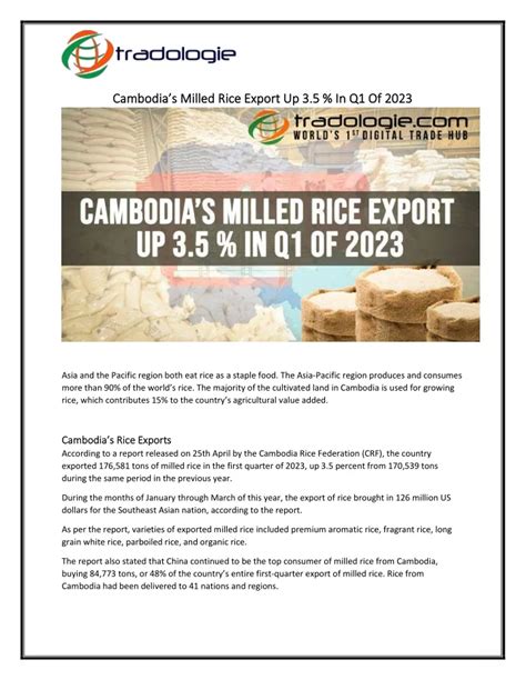 Ppt Cambodias Milled Rice Export Up In Q Of Powerpoint