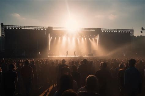 Premium Ai Image Crowd At A Open Air Concert People Celebrating On An