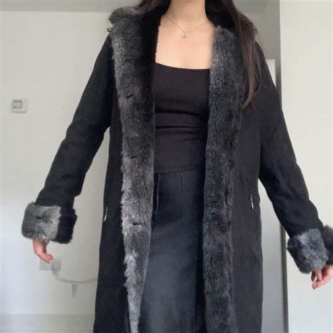 Womens Black And Grey Coat Depop