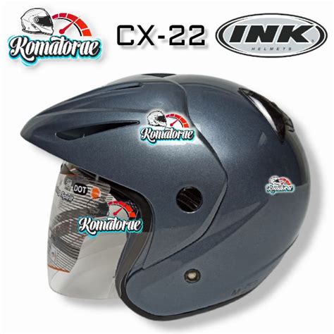 Jual Helm Ink Cx Solid All Grey Half Face Original Shopee Indonesia