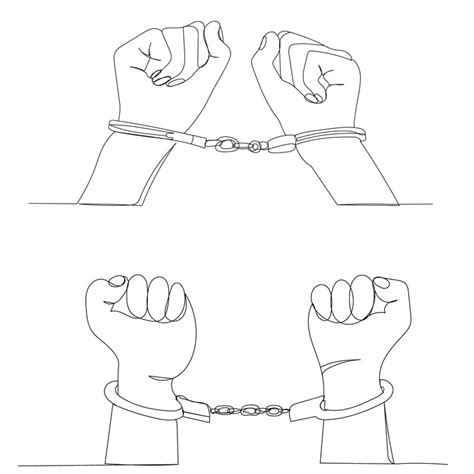 Premium Vector | Continuous line drawing of hand in handcuffs