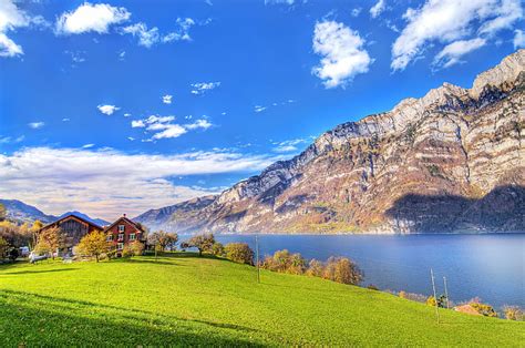 Hd Wallpaper Panorama Photography Of Calm Body Of Water Surrounded By