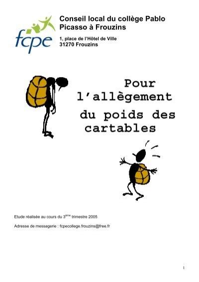 Le poids des cartables Site de la FCPE du collège de Frouzins Free