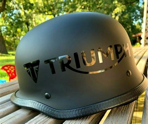 Triumph German Motorcycle Half Helmet Matte Blk DOT Cruiser Chopper Biker Logo - KLP Customs