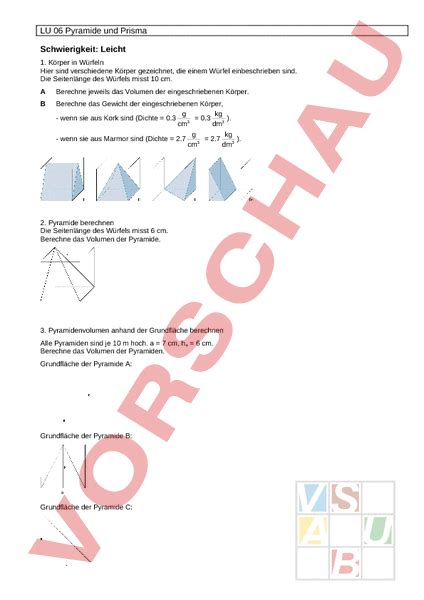 Arbeitsblatt Lu Pyramide Und Prisma Geometrie K Rper Figuren