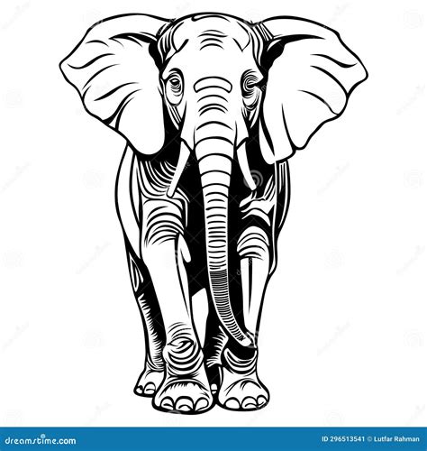 Elephant Outline Drawing Using A Vector Format Stock Illustration Illustration Of Print