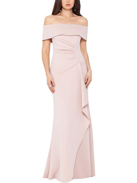 Xscape Ruffled Off The Shoulder Maxi Dress In Pink Lyst