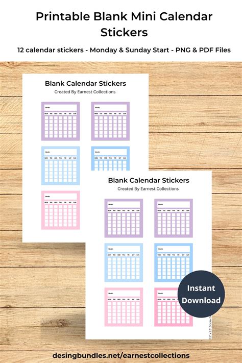 Printable Blank Calendar Stickers For Planner