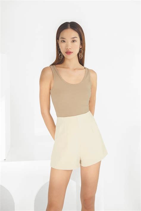EVIE 2 WAY SCOOP RIBBED TANK TOP MADEBYLOVET NUDE Lovet