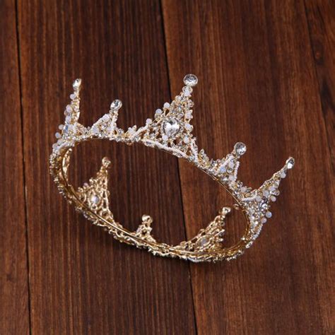 Snygga Fina Guld Brudsmycken Metall Beading Rhinestone Tiara