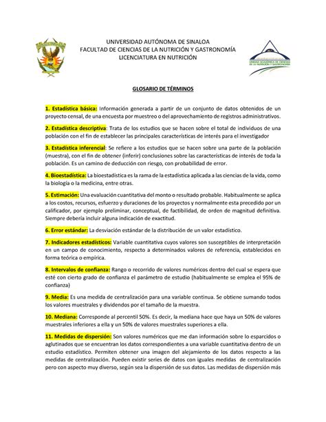 Glosario de terminología básica de bioestadística II 3er año