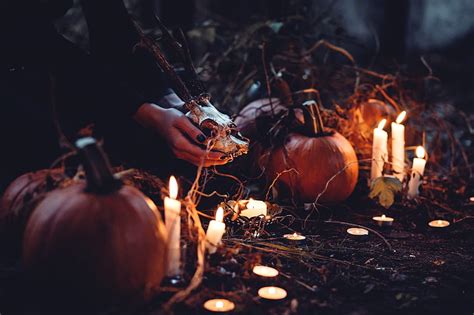 Person Decorating Pumpkin And Candles Hd Wallpaper Peakpx