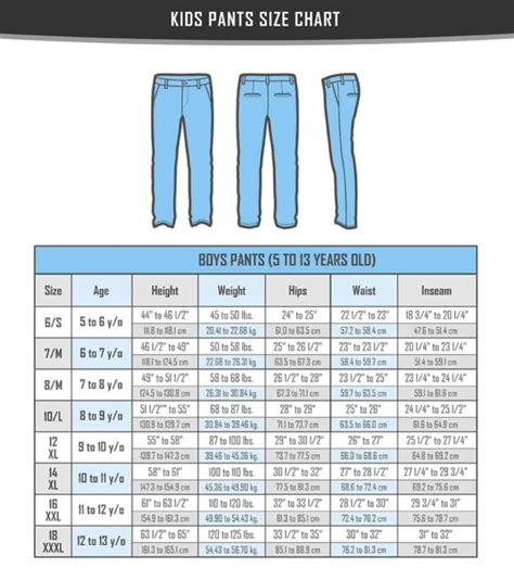 pants size chart inches Men's clothing & accessories: men's pants ...