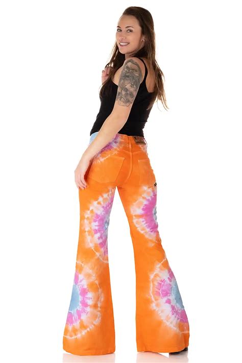 Gebatikte Schlaghose Orange Bunt Boho Hippie Look