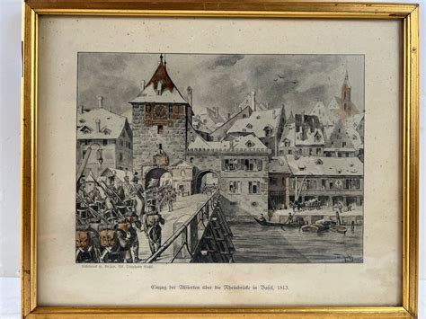 Einzug der Alliierten über Rheinbrücke in Basel 1813 Kaufen auf