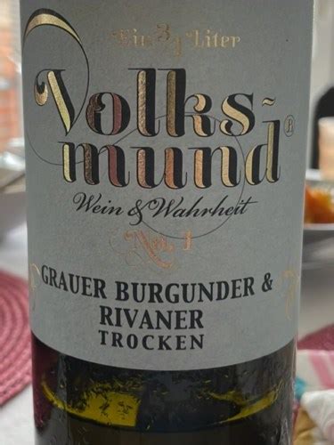 Volksmund No Grauer Burgunder Rivaner Trocken Vivino Us