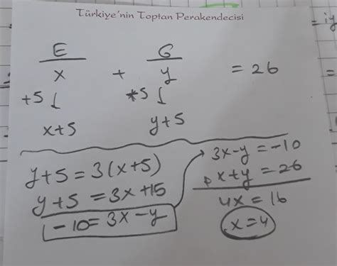 Denklem Kurarak Islemli Yapana Fazladan 20 Pun Veriyorum Eodev