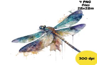 Dragonfly Watercolor Illustration Set Gr Fico Por Feefifo Studio