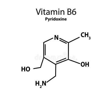 Estructura Molecular De La Piridoxina Vitamina B6 En El Fondo Blanco Stock De Ilustración