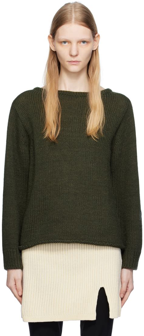 Green Boat Neck Sweater By Open Yy On Sale