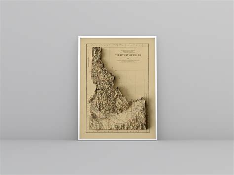 Idaho Map Idaho 2d Relief Map Idaho Print Idaho Vintage Etsy