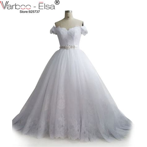 Varboo Elsa Vestido De Noiva Vintage Luxury Ballgown White Bridal Gown