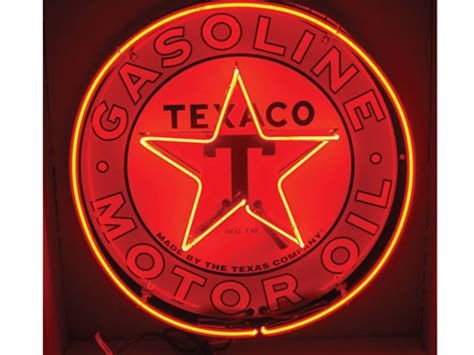 Texaco Full Can Neon 24 Inches Round Auburn Fall 2013 RM Sotheby S