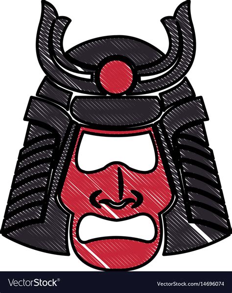 Drawing samurai face mask japanese warrior image Vector Image