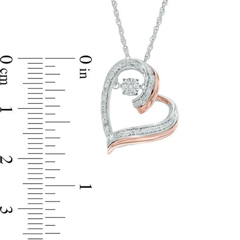 Diamond Accent Tilted Double Heart Pendant In Sterling Silver And 10k Rose Gold Zales