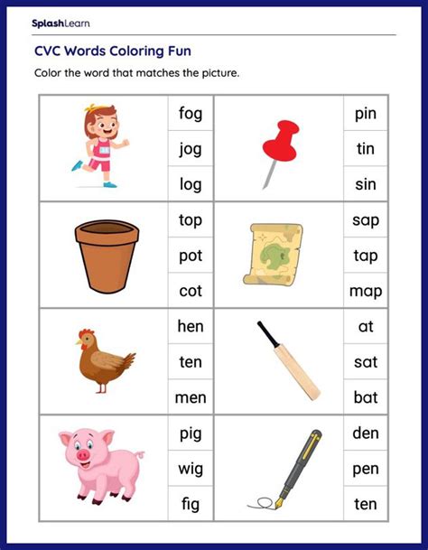 Color The Cvc Word Printable Reading Worksheet Worksheets Library