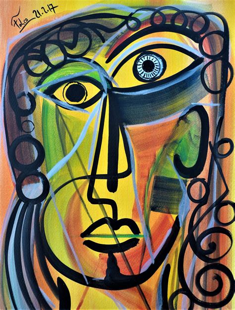 Portrait Cubiste Peinture Par Laurent Folco Artmajeur