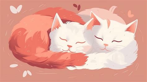 Premium Ai Image A Drawing Of Two Cats Cuddling Together