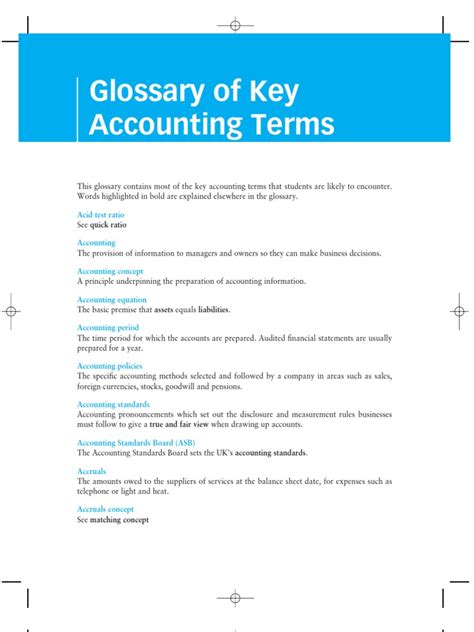 Glossary Of Key Accounting Terms This Glossary Contains Most Of Debits And Credits Dividend