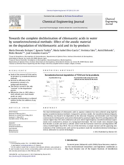 Pdf Towards The Complete Dechlorination Of Chloroacetic Acids In