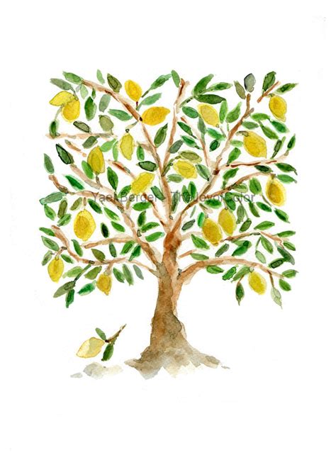 Art Print The Lemon Tree Folk Art inspired print of