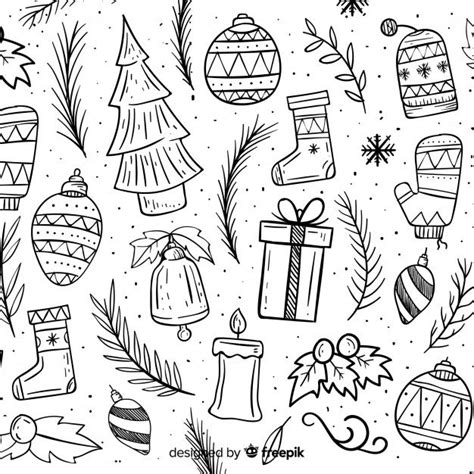 Fondo Navidad Elementos Garabatos Vector Premium Christmas Doodles