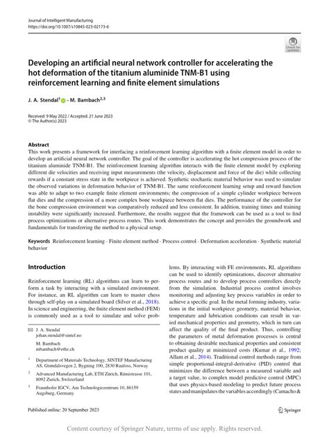 Pdf Developing An Artificial Neural Network Controller For