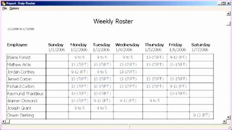 10 Work Roster Template Excel - Excel Templates