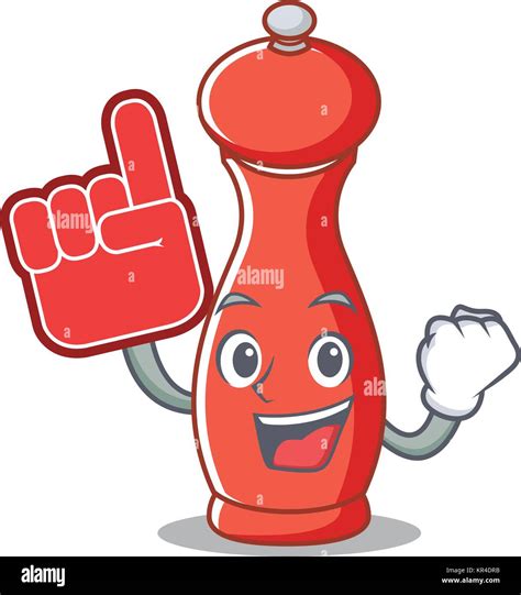 Foam Finger Pepper Mill Character Cartoon Stock Vector Image And Art Alamy