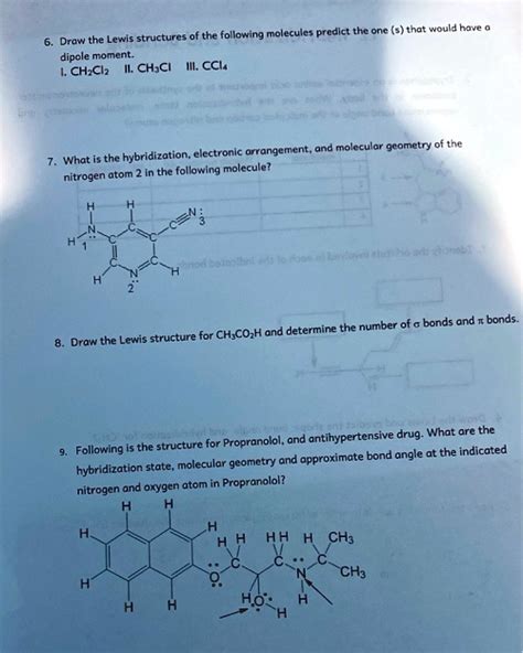 Solved The Lewis Structures Of The Following Molecules Predict The Dipole Moment Ch Cl2 Ch3ci