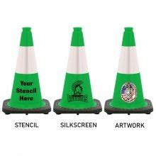 18 Kelly Green Traffic Cone Black Base With Reflective Collar