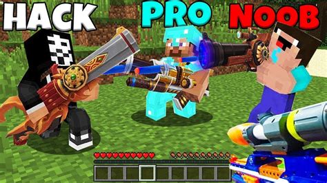 Minecraft Battle Noob Vs Pro Vs Hacker Vs God Nerf Gun Challenge