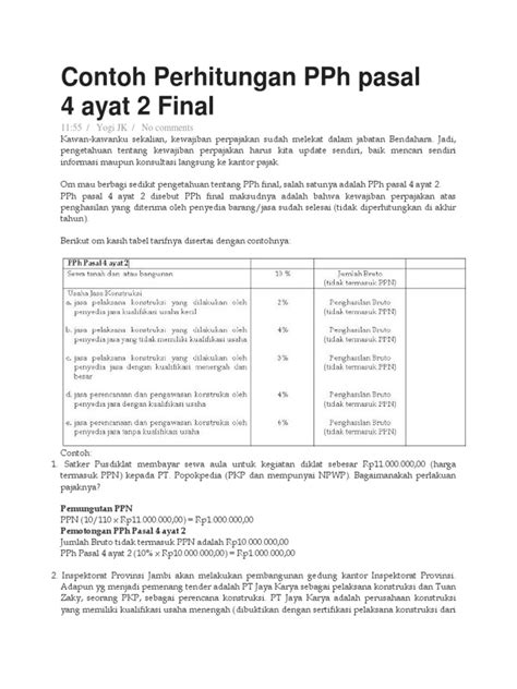 Detail Contoh Soal Pph Final Koleksi Nomer